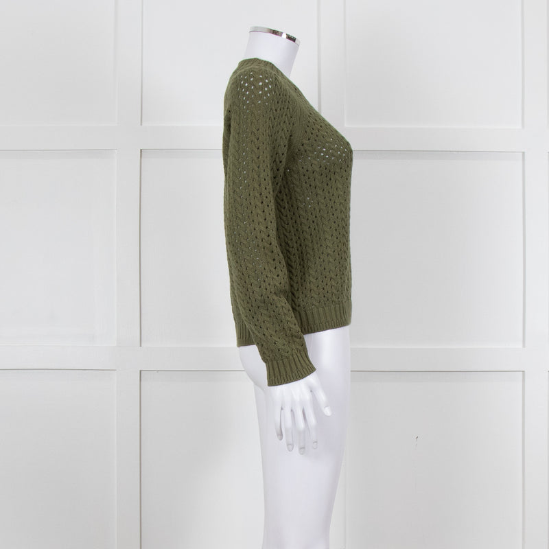 Iris Khaki Cotton Cable Knit Sweater
