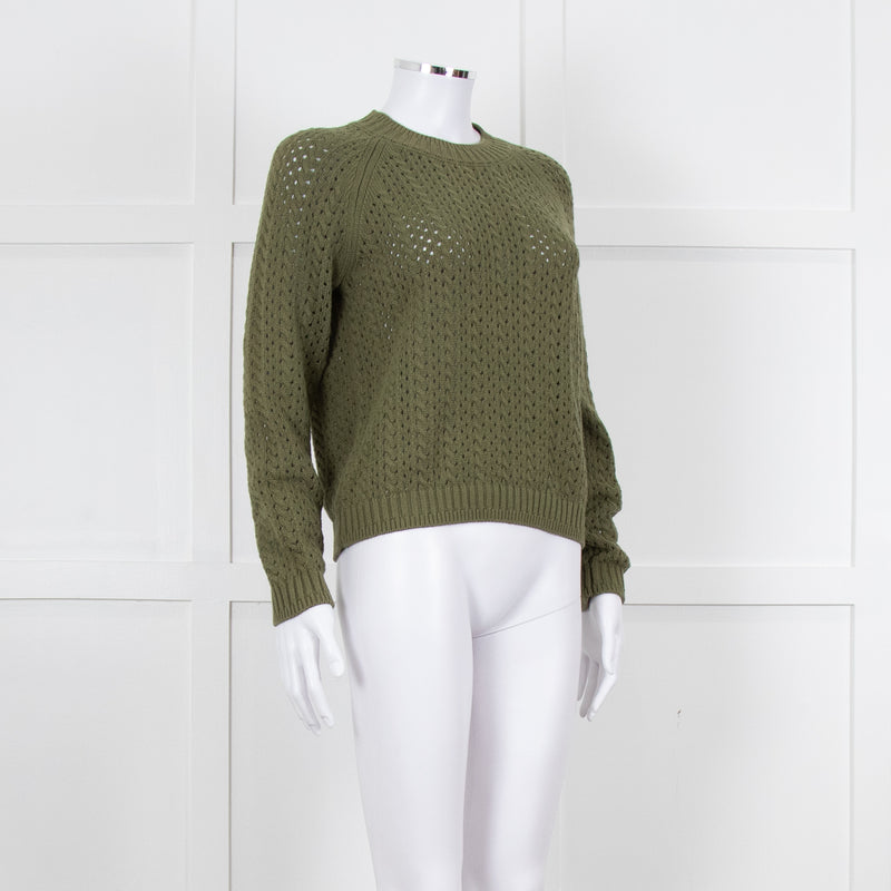Iris Khaki Cotton Cable Knit Sweater