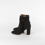 Aquazzura Black Suede Tassel Detail Ankle Boots