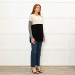 Vince Cream Grey Black Cashmere Blend Sweater