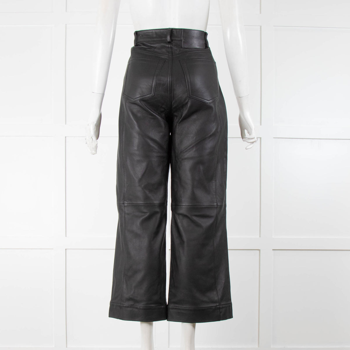 Proenza Schouler White Label Black Leather Wide Leg Trousers
