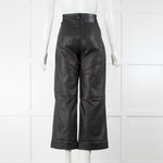Proenza Schouler White Label Black Leather Wide Leg Trousers