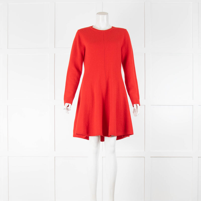 Polo Ralph Lauren Red Cashmere Wool Mix Knitted Dress