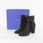 Aquazzura Black Suede Tassel Detail Ankle Boots
