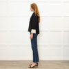 Pamela Milano Black Cream Trim Zip Up Top