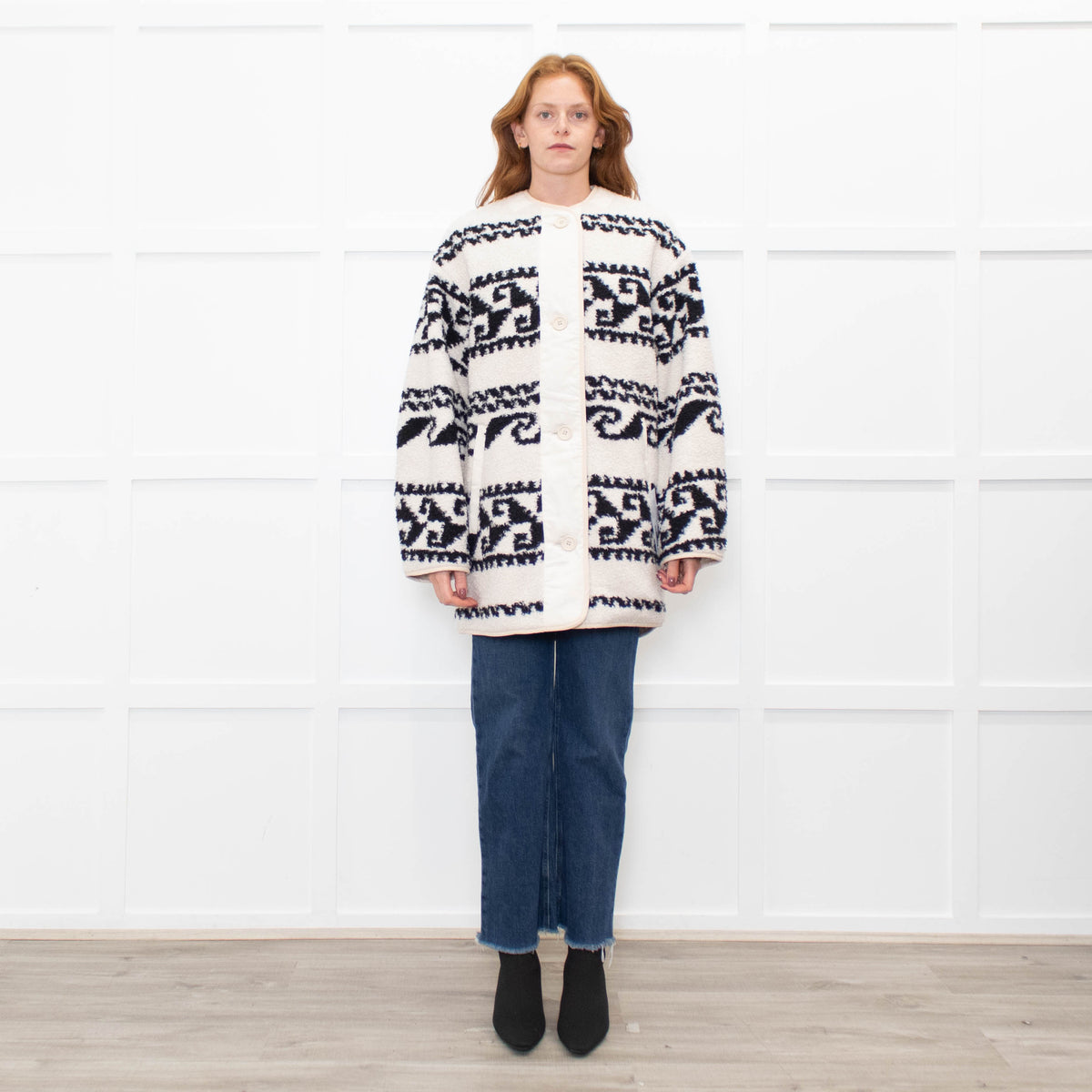 Isabel Marant Black And Cream Reversible Himemma Oversized Jacket