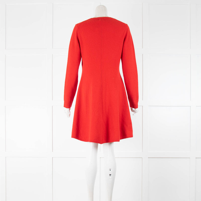 Polo Ralph Lauren Red Cashmere Wool Mix Knitted Dress