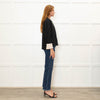 Pamela Milano Black Cream Trim Zip Up Top