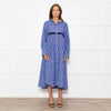 Sacai Blue White Stripes Button Up Shirt Cotton Dress