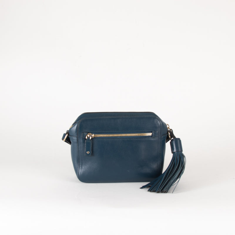 Anya Hindmarch Blue Leather Smiley Face Crossbody Bag