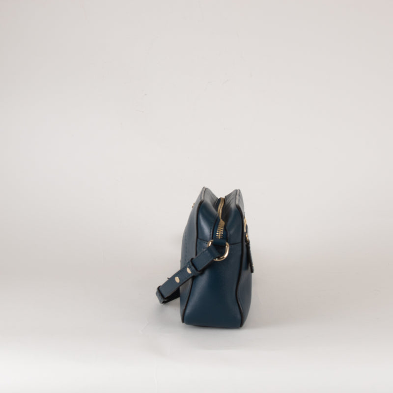 Anya Hindmarch Blue Leather Smiley Face Crossbody Bag
