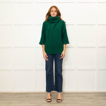 Daniel & Mayer Green Chunky Roll Neck  3/4 Length Sleeve Jumper