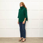 Daniel & Mayer Green Chunky Roll Neck  3/4 Length Sleeve Jumper
