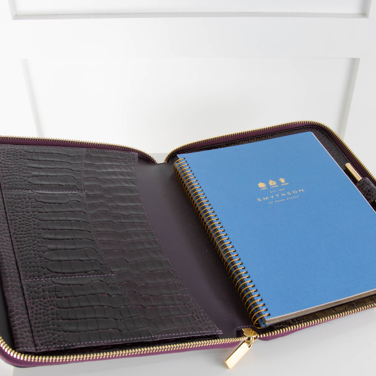 Smythson Damson Leather Writing Folder