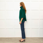 Daniel & Mayer Green Chunky Roll Neck  3/4 Length Sleeve Jumper