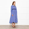 Sacai Blue White Stripes Button Up Shirt Cotton Dress