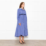 Sacai Blue White Stripes Button Up Shirt Cotton Dress
