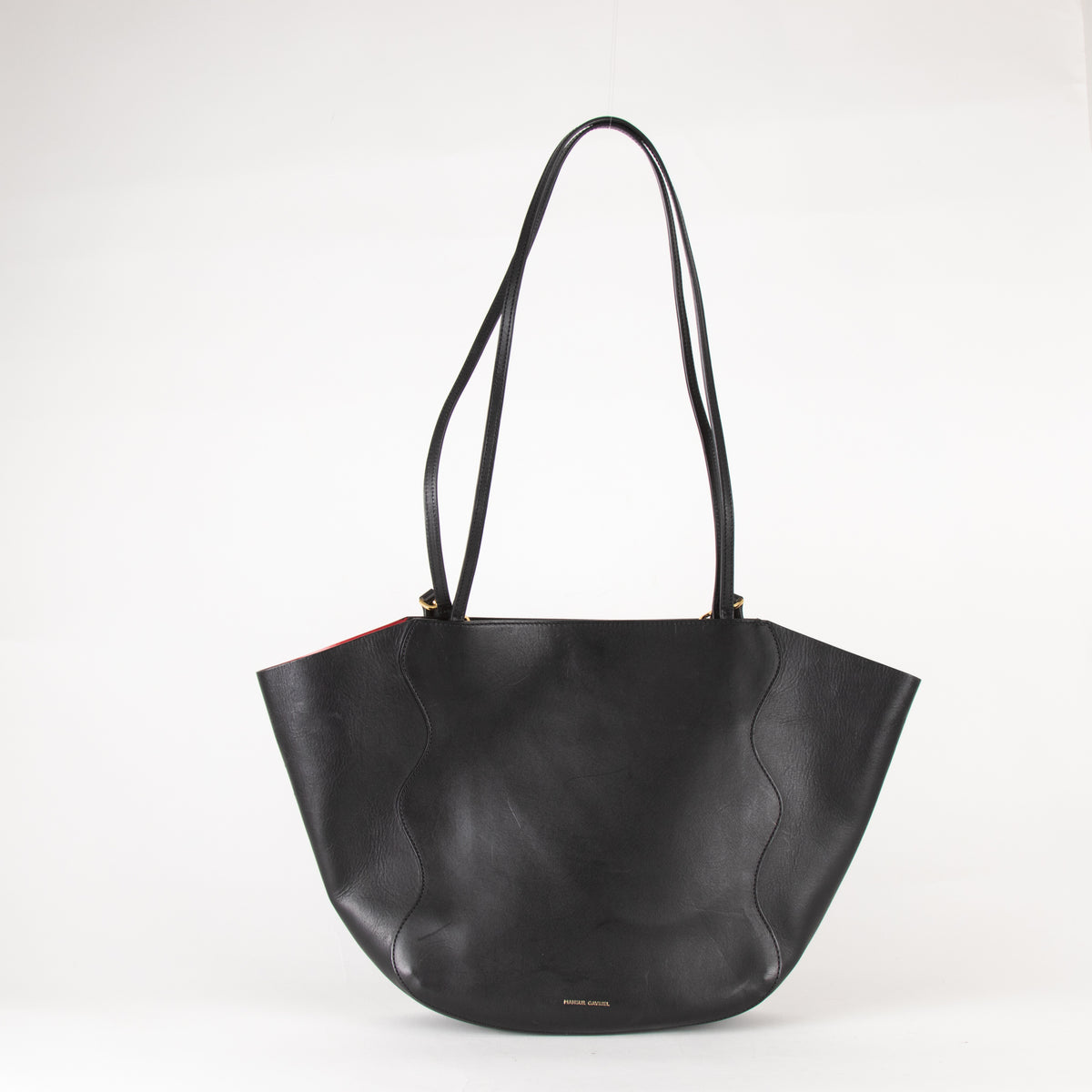 Mansur Gavriel Black Open Tote With Long Shoulder Straps