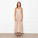 Lug Von Siga Beige Red Yellow Floral Sleeveless Midi Dress