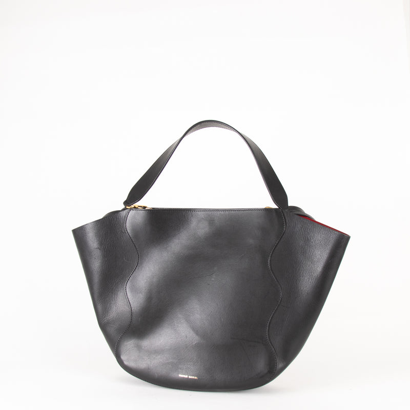Mansur Gavriel Black Open Tote With Long Shoulder Straps