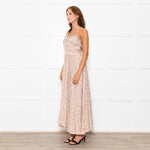 Lug Von Siga Beige Red Yellow Floral Sleeveless Midi Dress