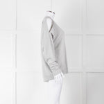 All Saints Grey Cotton Split Shoulder Detail Sweatshirt