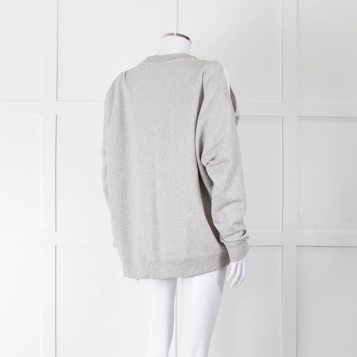 All Saints Grey Cotton Split Shoulder Detail Sweatshirt
