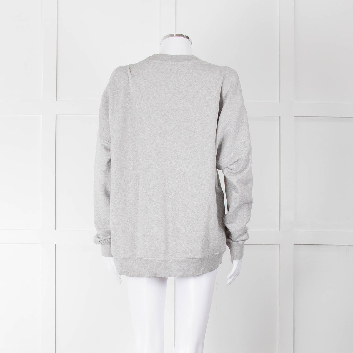 All Saints Grey Cotton Split Shoulder Detail Sweatshirt