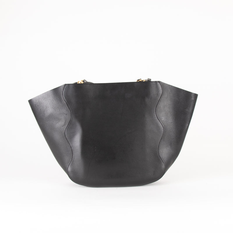 Mansur Gavriel Black Open Tote With Long Shoulder Straps