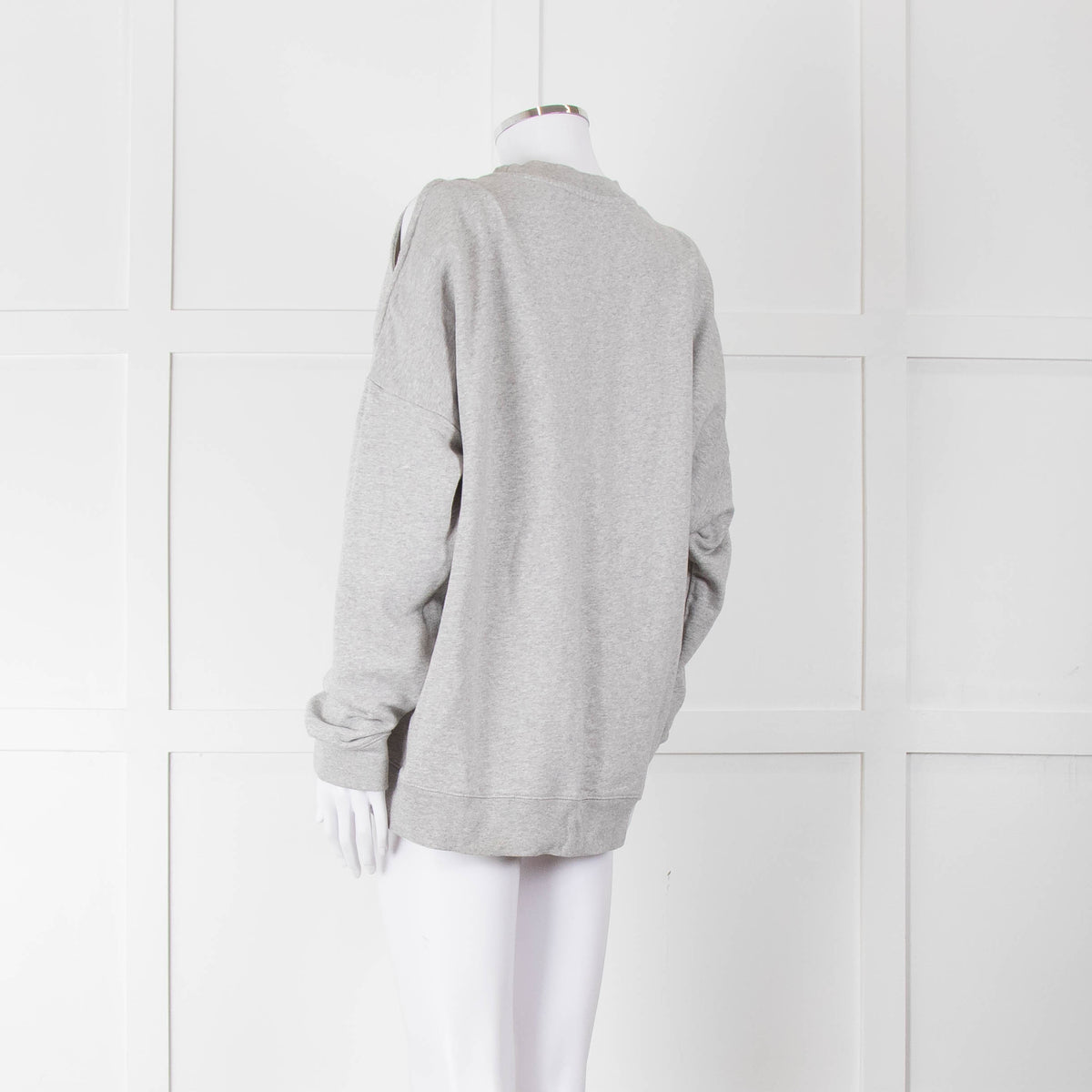 All Saints Grey Cotton Split Shoulder Detail Sweatshirt