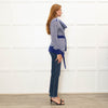 Malo Blue White Chunky Knit Cashmere Belted Cardigan