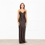 Nili Lotan Brown Satin Sleeveless Slip Dress