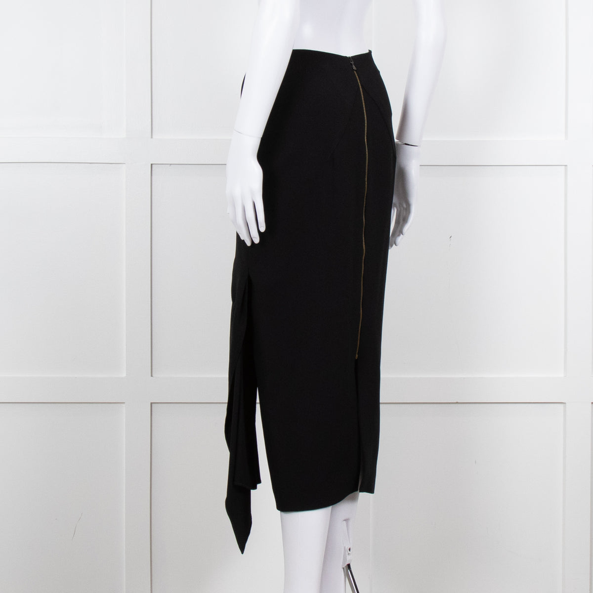 Roland Mouret Black Gold Zip Midi Skirt