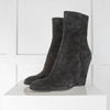 Barney's Black Suede Wedge Ankle Boots