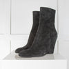 Barney's Black Suede Wedge Ankle Boots