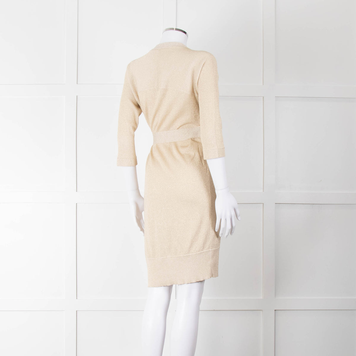 Diane Von Furstenberg Gold Lurex Long Belted Cardigan