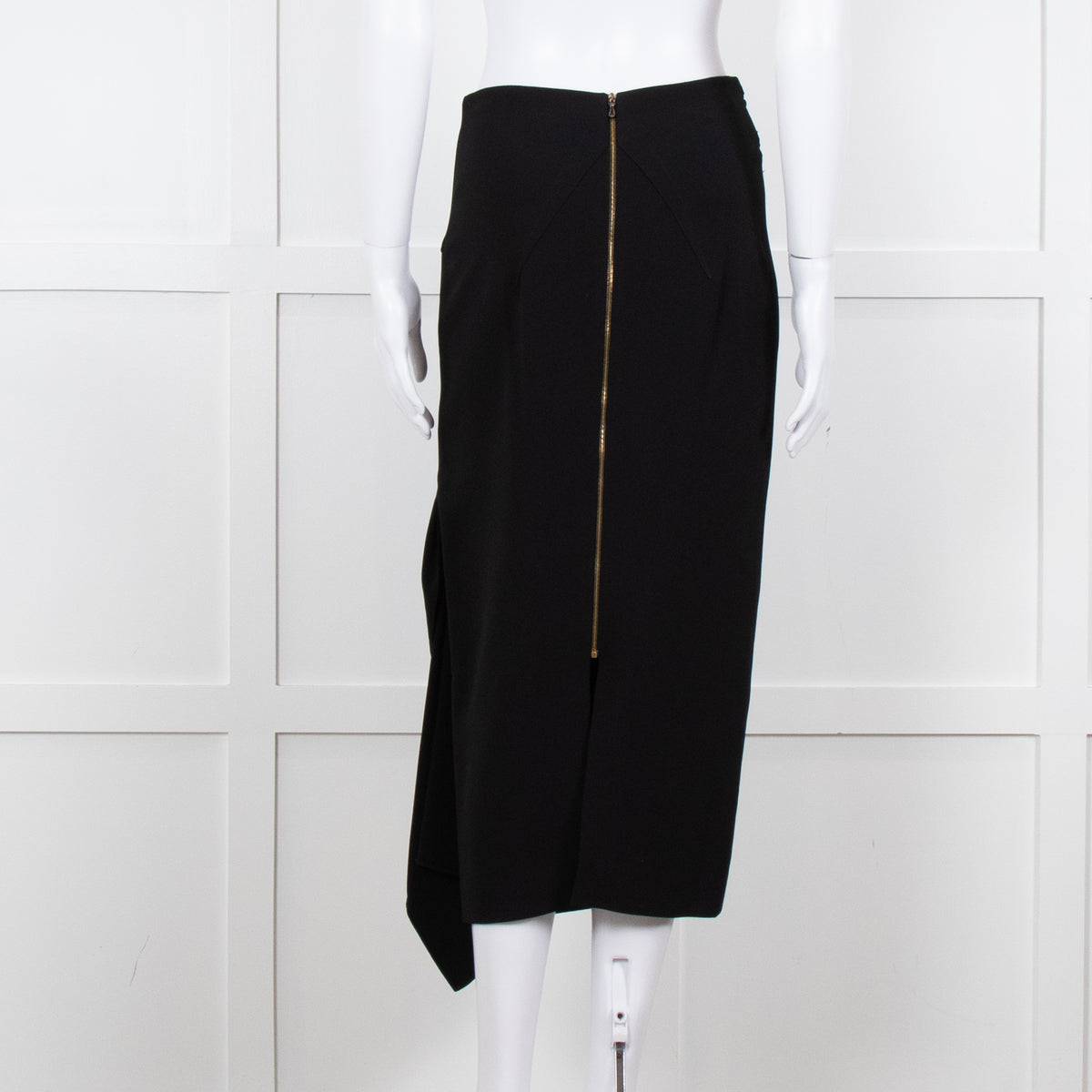 Roland Mouret Black Gold Zip Midi Skirt