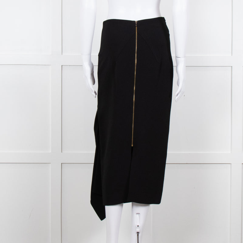 Roland Mouret Black Gold Zip Midi Skirt