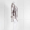 Dolce & Gabbana Light Grey Black Feathery Print Silk Button Up Shirt