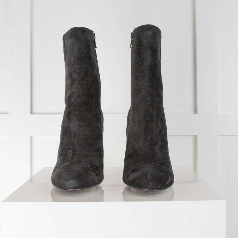 Barney's Black Suede Wedge Ankle Boots