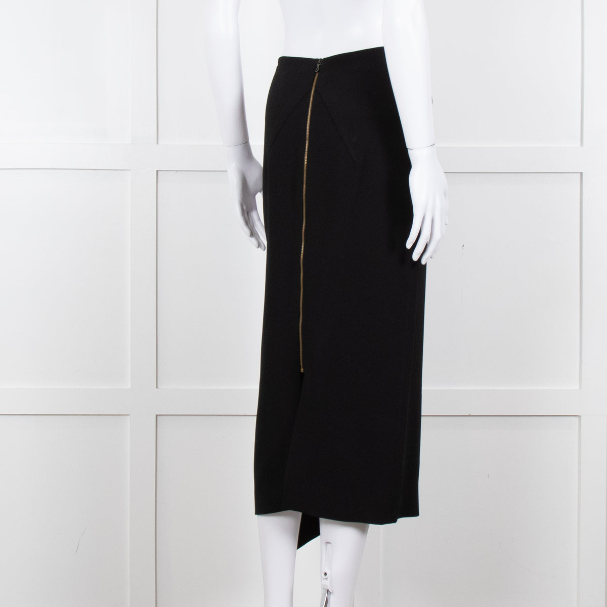 Roland Mouret Black Gold Zip Midi Skirt