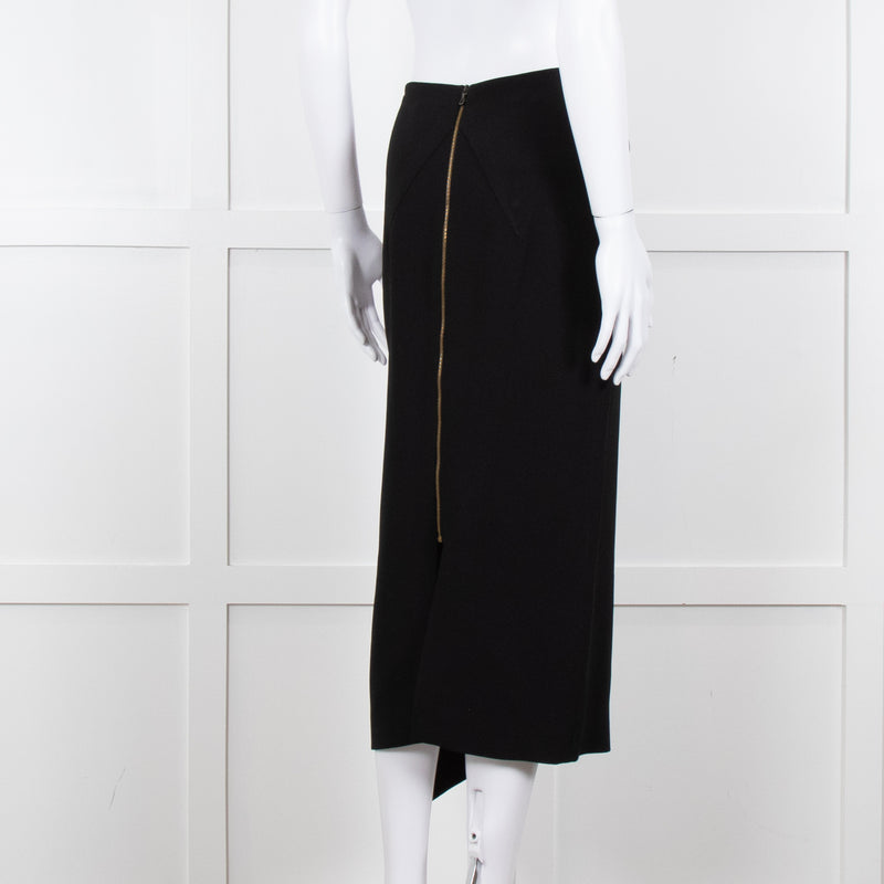 Roland Mouret Black Gold Zip Midi Skirt