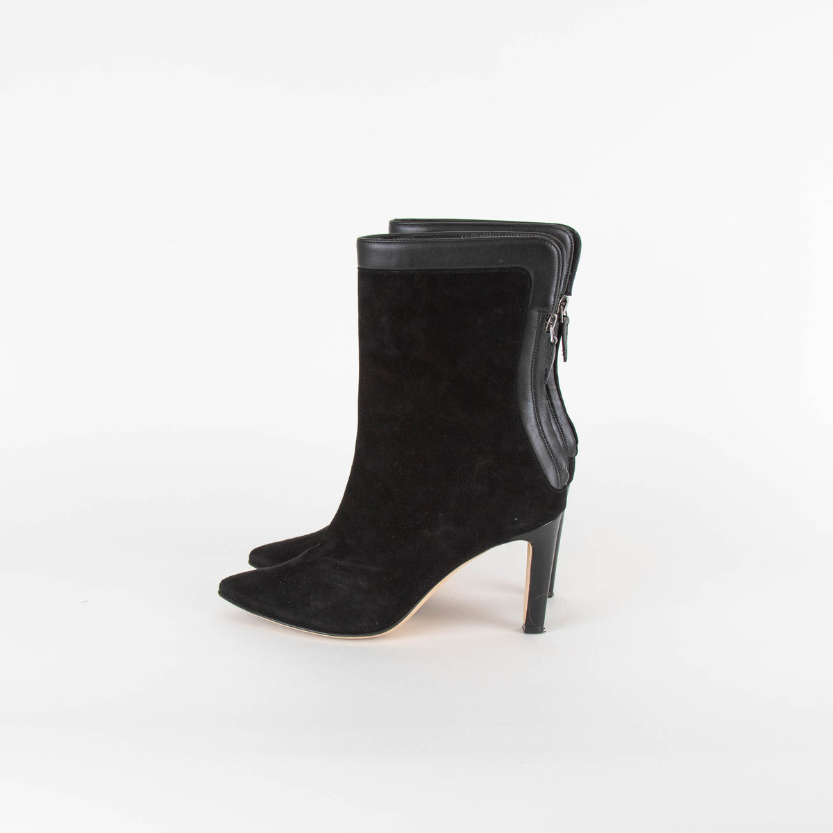 Manolo Blahnik Black Suede Heeled Ankle Boots