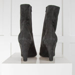 Barney's Black Suede Wedge Ankle Boots