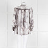 Dolce & Gabbana Light Grey Black Feathery Print Silk Button Up Shirt