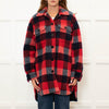 Stand Studio Red  Oversized Checked Faux Shearling Jacket