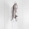 Dolce & Gabbana Light Grey Black Feathery Print Silk Button Up Shirt