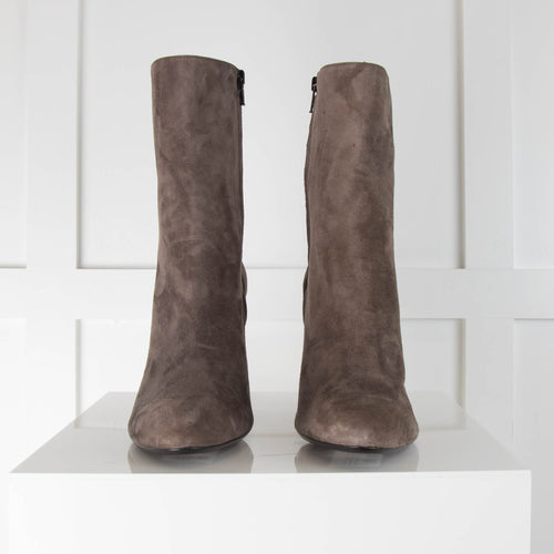 Barney's  Grey Wedge Suede Ankle Boots