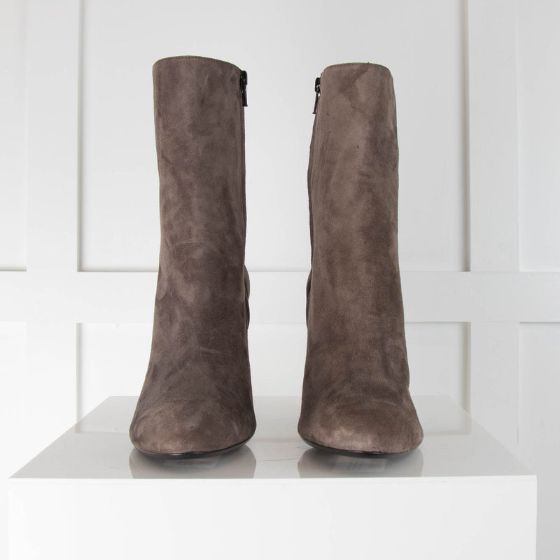Barney's  Grey Wedge Suede Ankle Boots