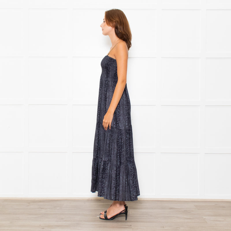 Hansine Grey Snake Skin Print Sleeveless Dress